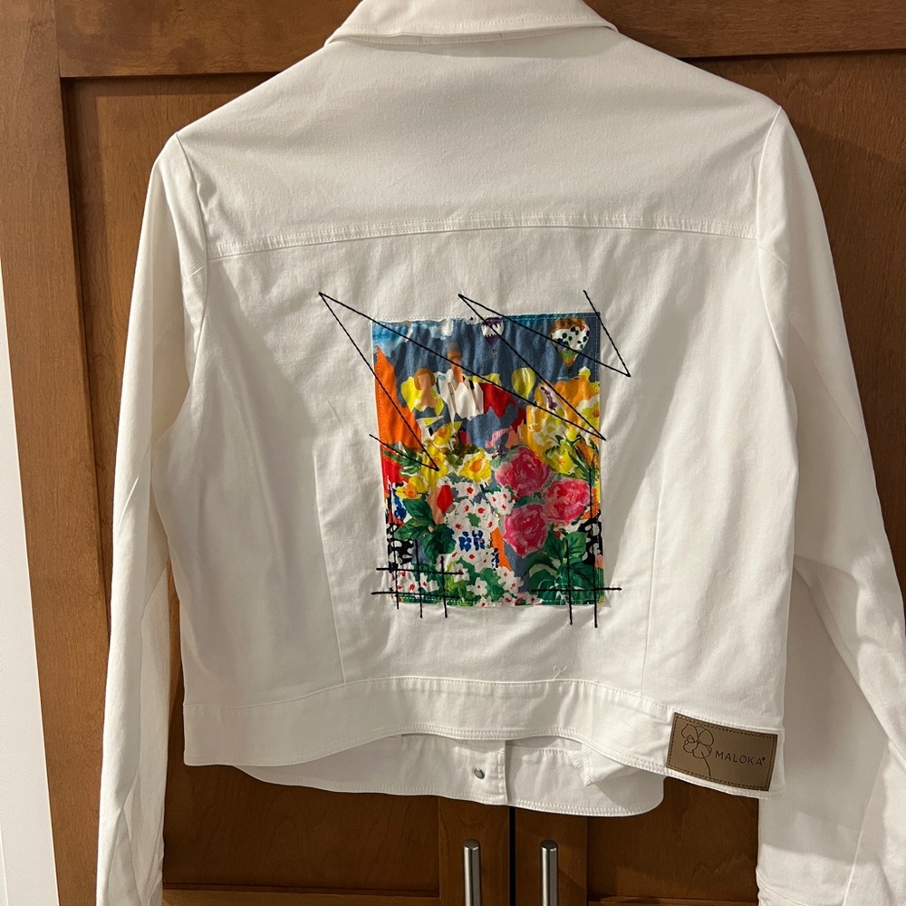 Malo White Jacket with Brown Patch